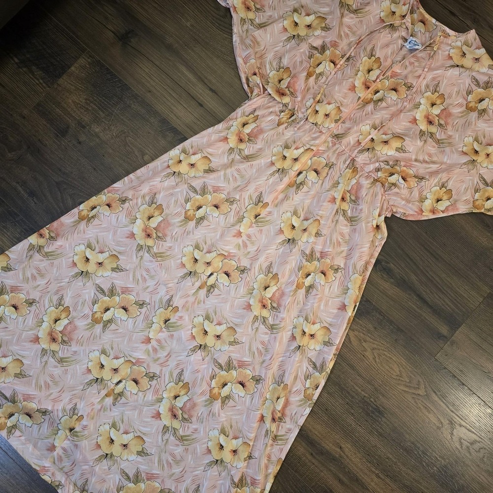 VTG House Dress Womens M/L Lounge Muumuu Conrad Lingerie Grandmacore Pink Floral